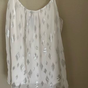 White House Black Market top, size XS. White and silver.